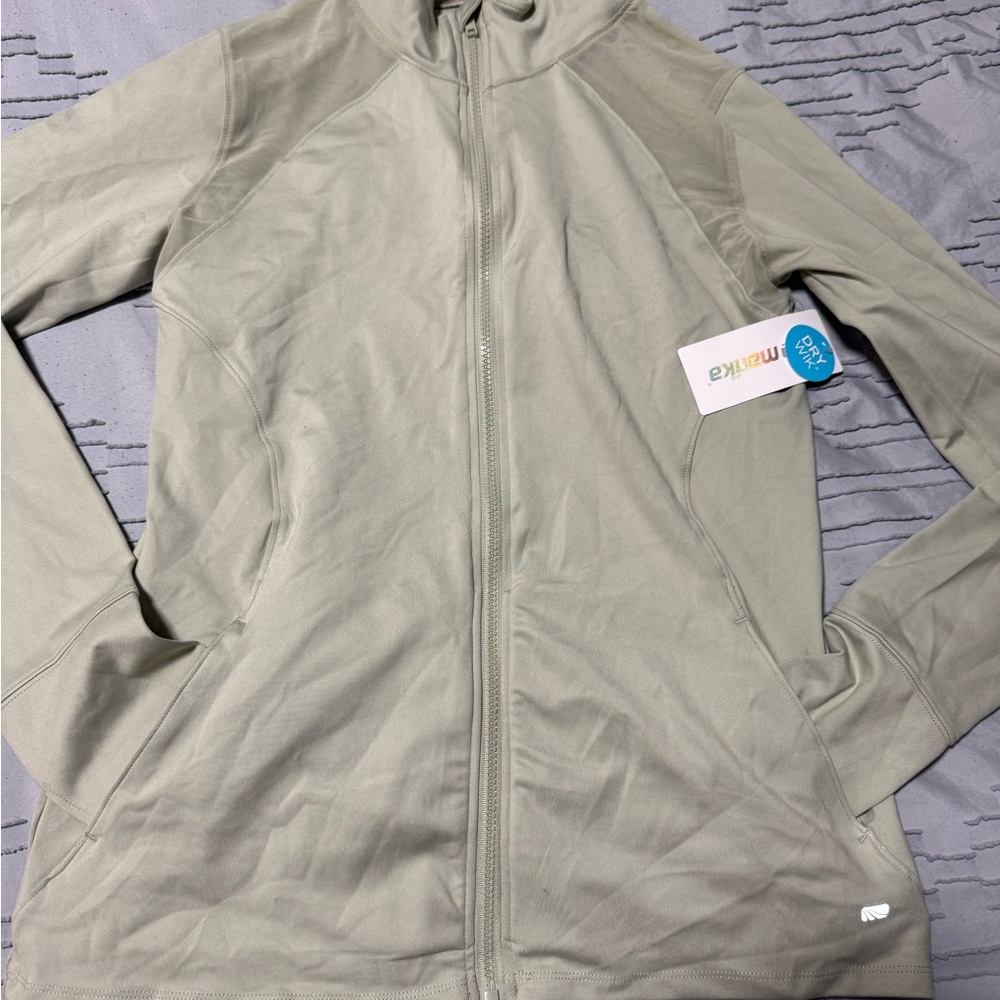 Women's Light Gray/Green Workout Jacket